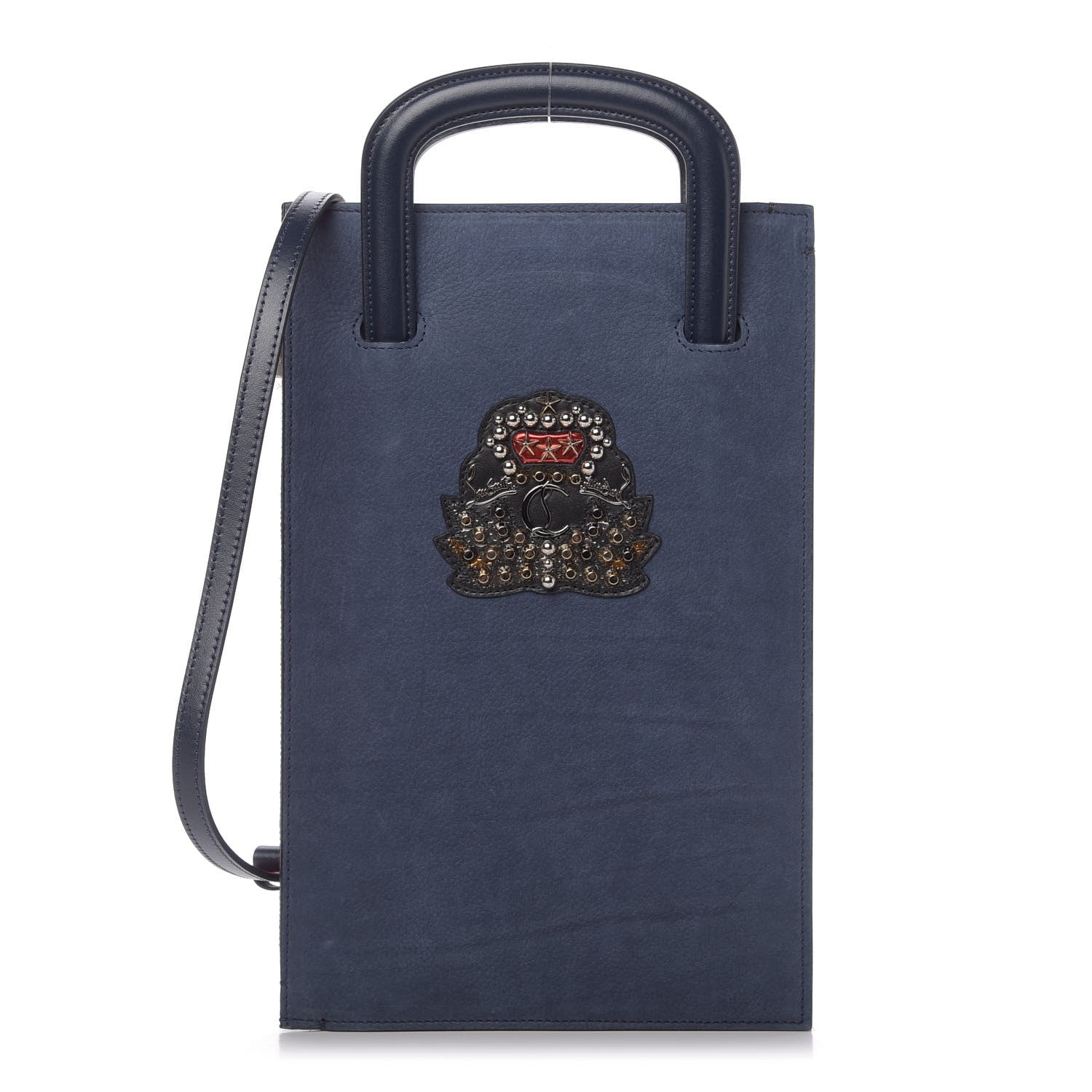 Christian Louboutin Calfskin Ecusson Clutch Bag Navy 1 of 8
