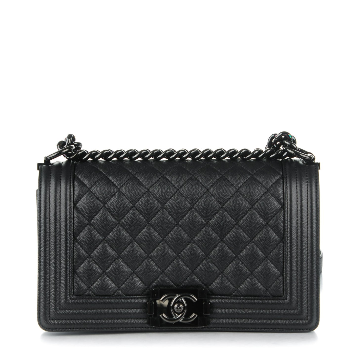 Caviar Quilted Medium Boy Flap So Black