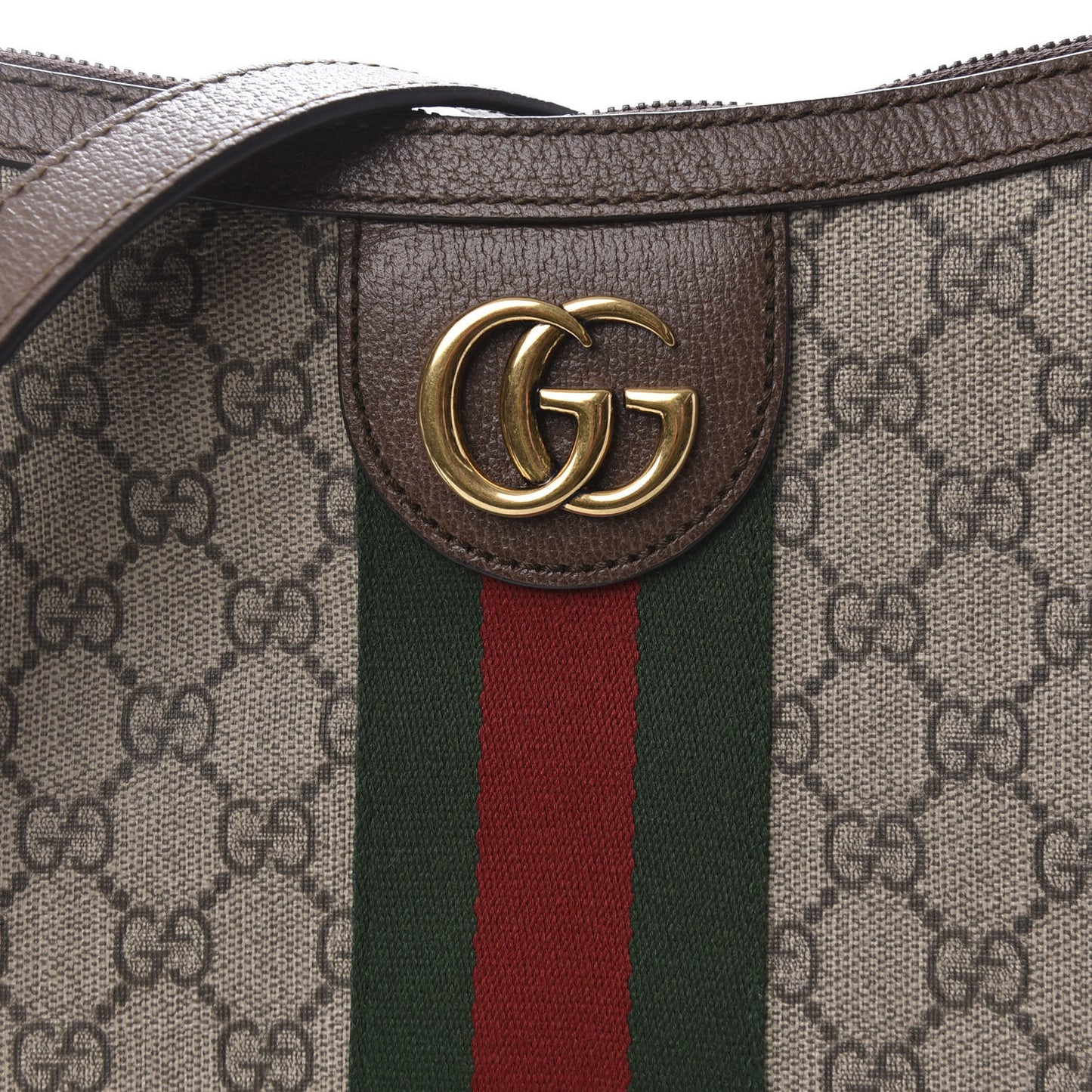 GG Supreme Monogram Web Small Ophidia Half Moon Hobo Brown