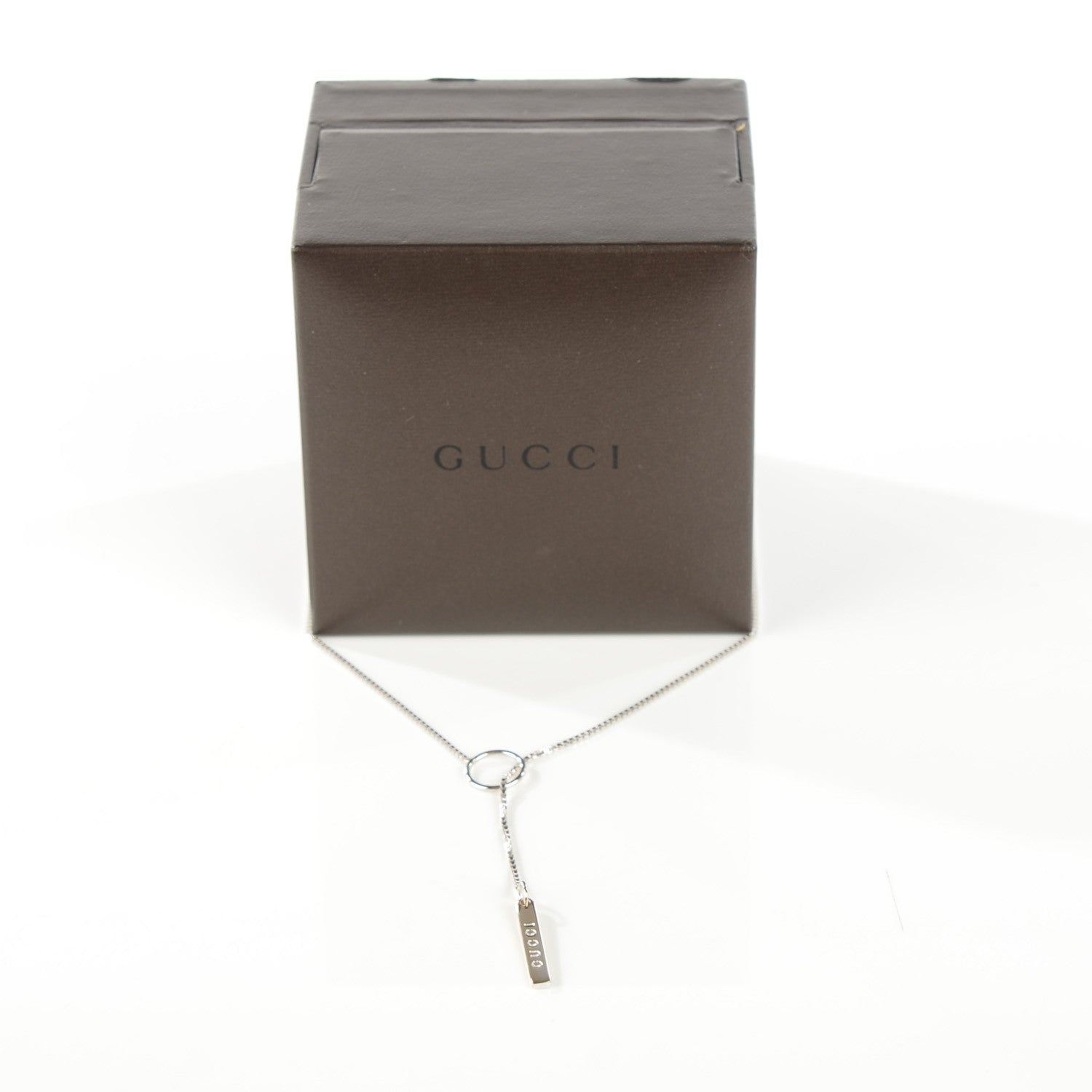 Gucci 18K White Gold 20mm Lariat Necklace 3 of 5