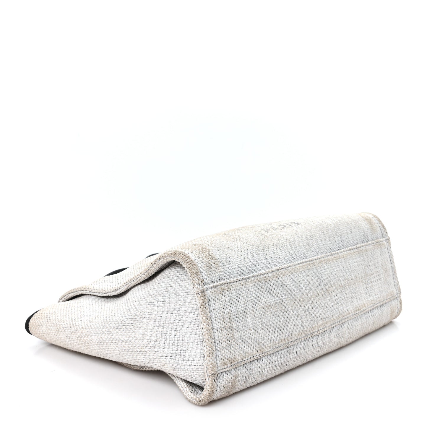 Woven Straw Raffia Small Deauville Tote Grey