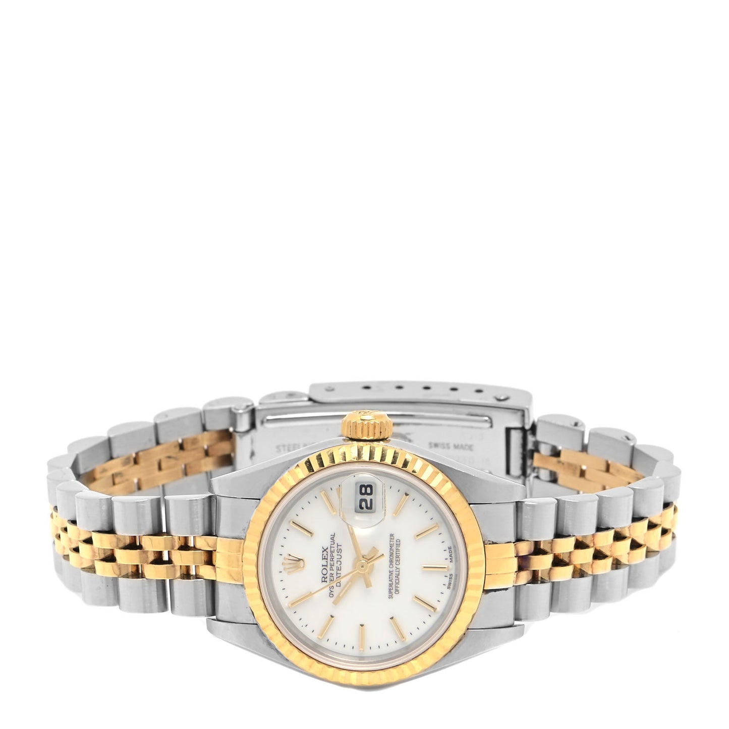 Stainless Steel 18K Yellow Gold 26mm Oyster Perpetual Datejust Watch White 79173