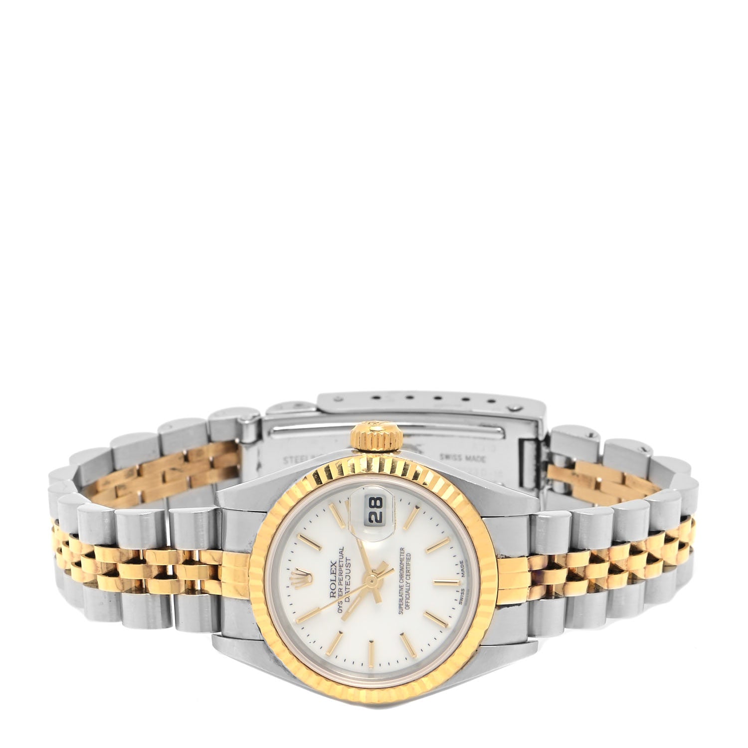 Rolex Stainless Steel 18K Yellow Gold 26mm Oyster Perpetual Datejust Watch White 79173 2 of 4