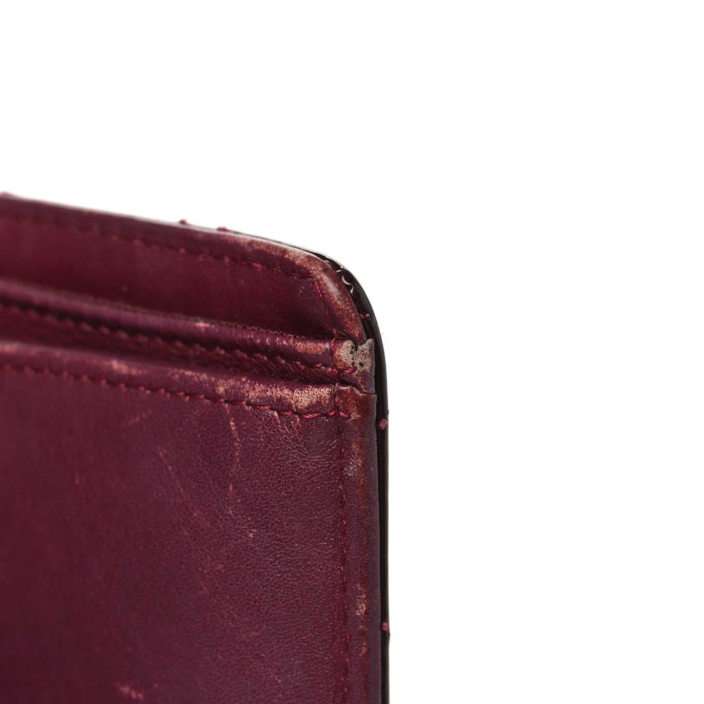 Patent Calfskin Quilted Yen Wallet Red