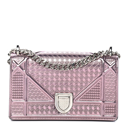 Christian Dior Metallic Micro-Cannage Mini Diorama Flap Bag Pink 1 of 4