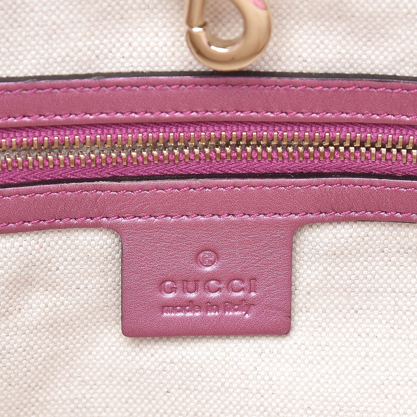 Metallic Soft Guccissima Large Heart Bit Charm Top Handle Tote Fresia Rose