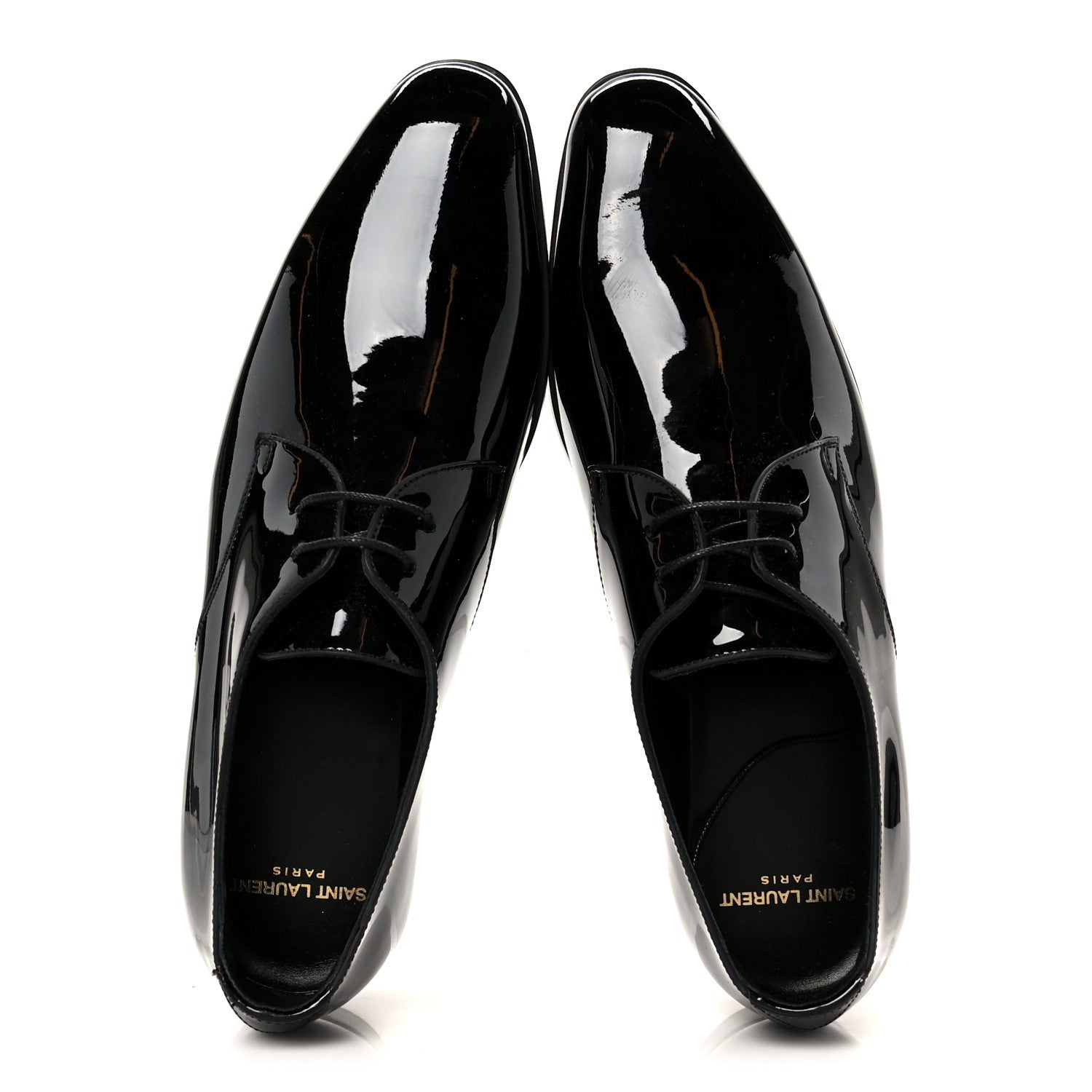 Saint Laurent Patent Baltimora Lace Up Derby Shoes 39.5 Black 2 of 9