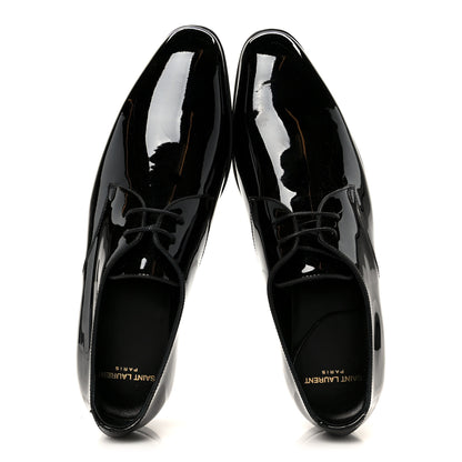 Saint Laurent Patent Baltimora Lace Up Derby Shoes 39.5 Black 2 of 9