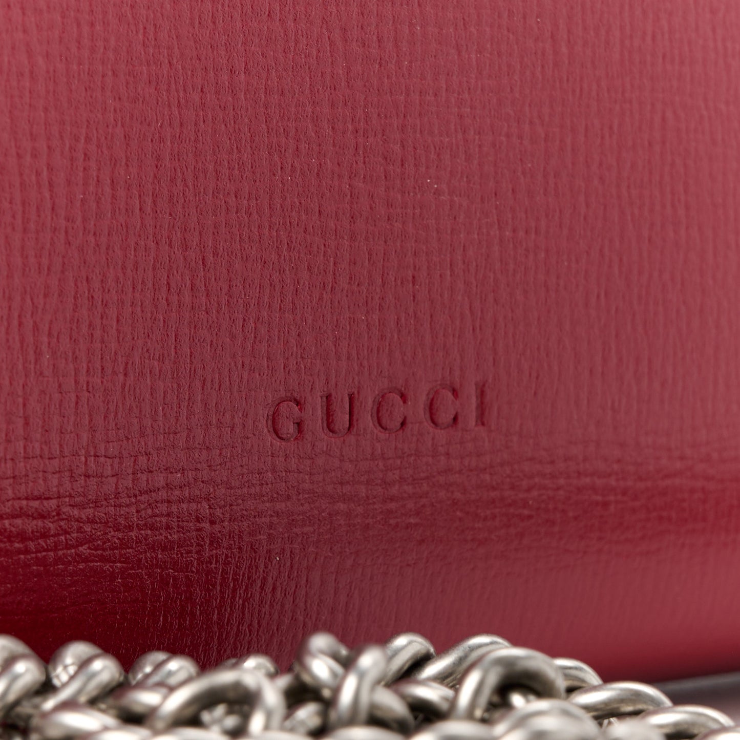 Azalea Calfskin Enamel Mini Dionysus Chain Wallet New Cherry Red Wild Rose Off White