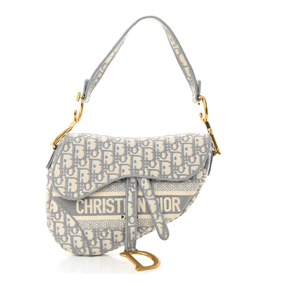 Christian Dior Oblique Embroidered Saddle Bag Gray 1 of 13