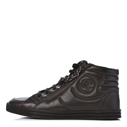 Chanel Calfskin Mens Zipped Sneakers 43 Brown 1 of 10