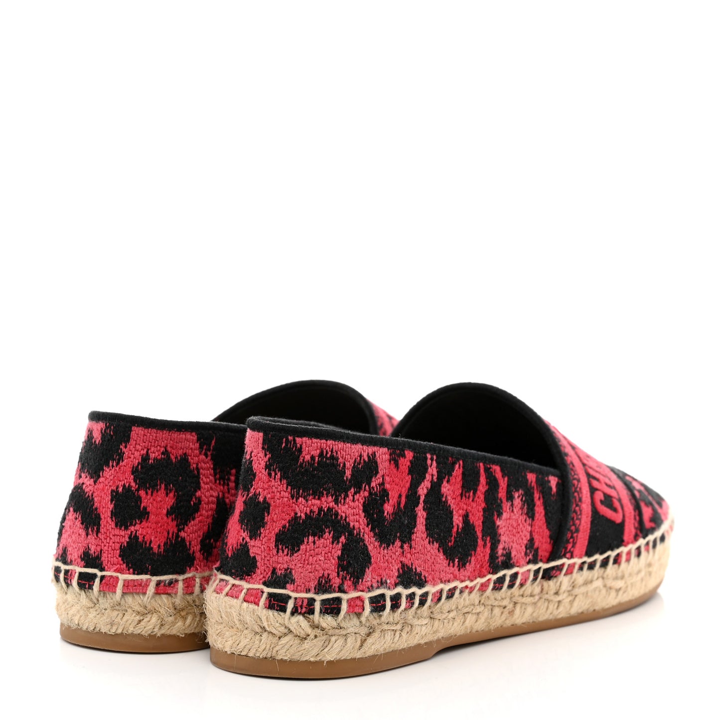 Cotton Embroidered Leopard Print Granville Espadrille 37 Red