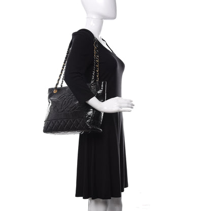 Chanel Shiny Aged Calfskin Quilted Small Shopping Bag Black 2 of 10