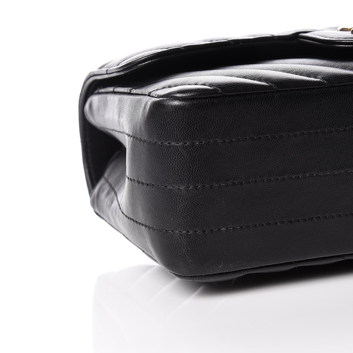 Lambskin Chevron Quilted Mini Rectangular Flap Black