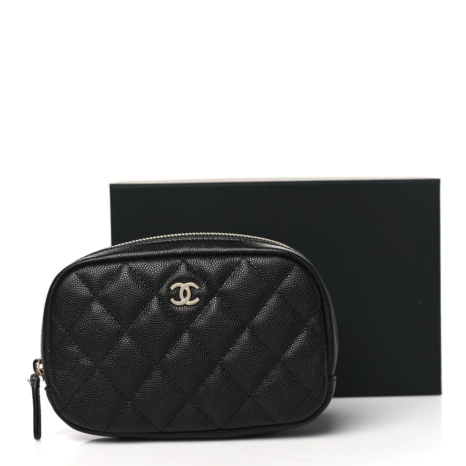 Chanel Caviar Quilted Small Curvy Pouch Cosmetic Case Black 10 of 10
