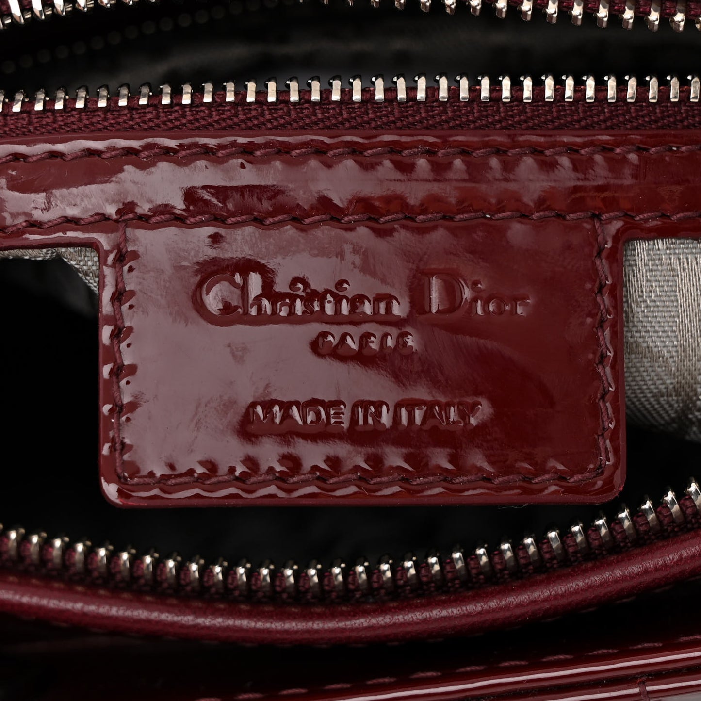 Patent Cannage Large Lady Dior Burgundy