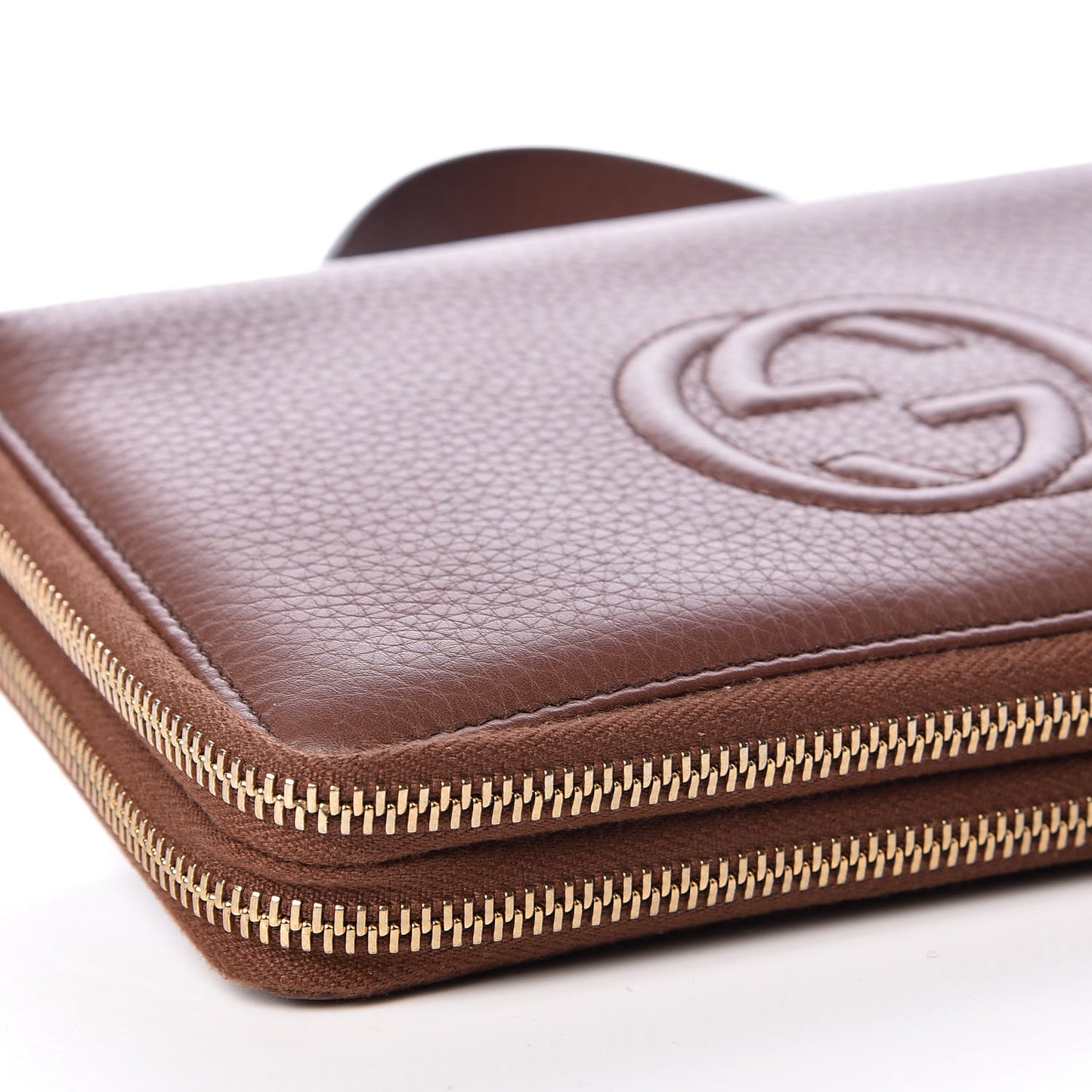 Pebbled Calfskin Soho Travel Document Case Brown