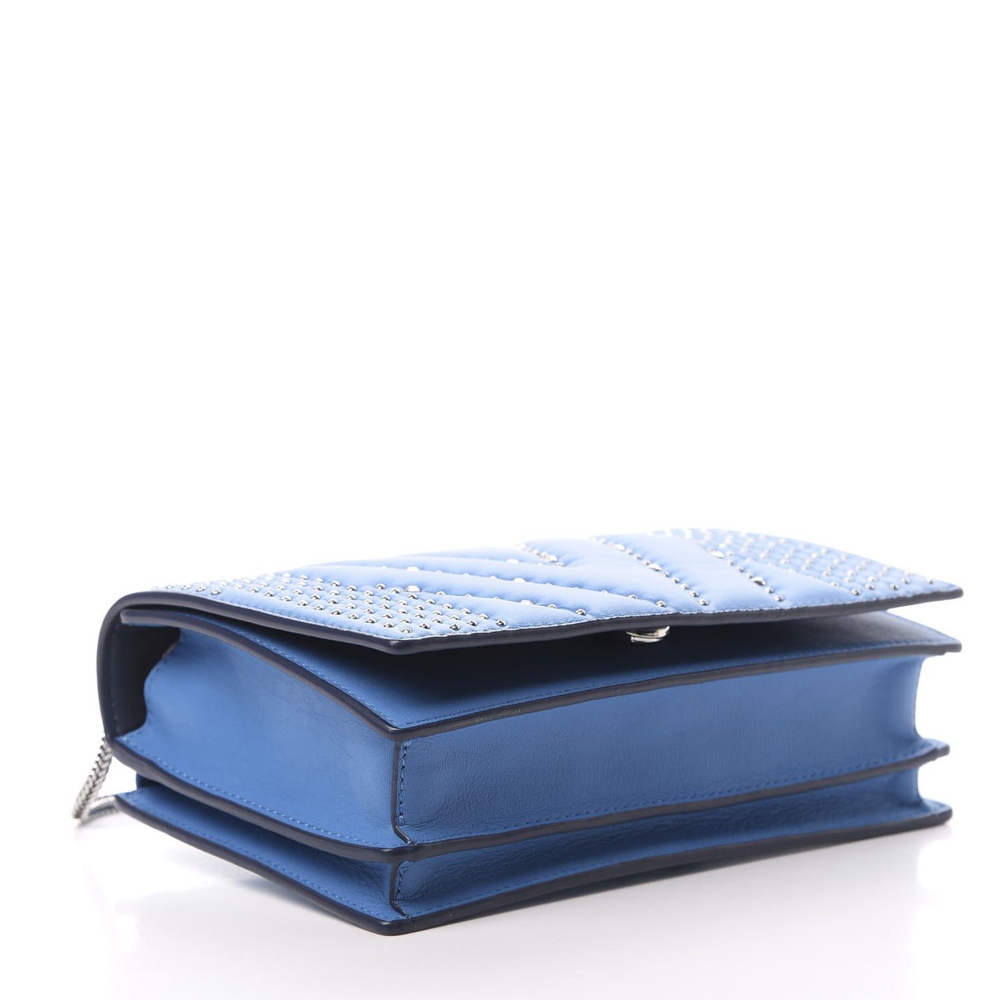 Lambskin Diamond Disco Flap Crossbody Bag Blue