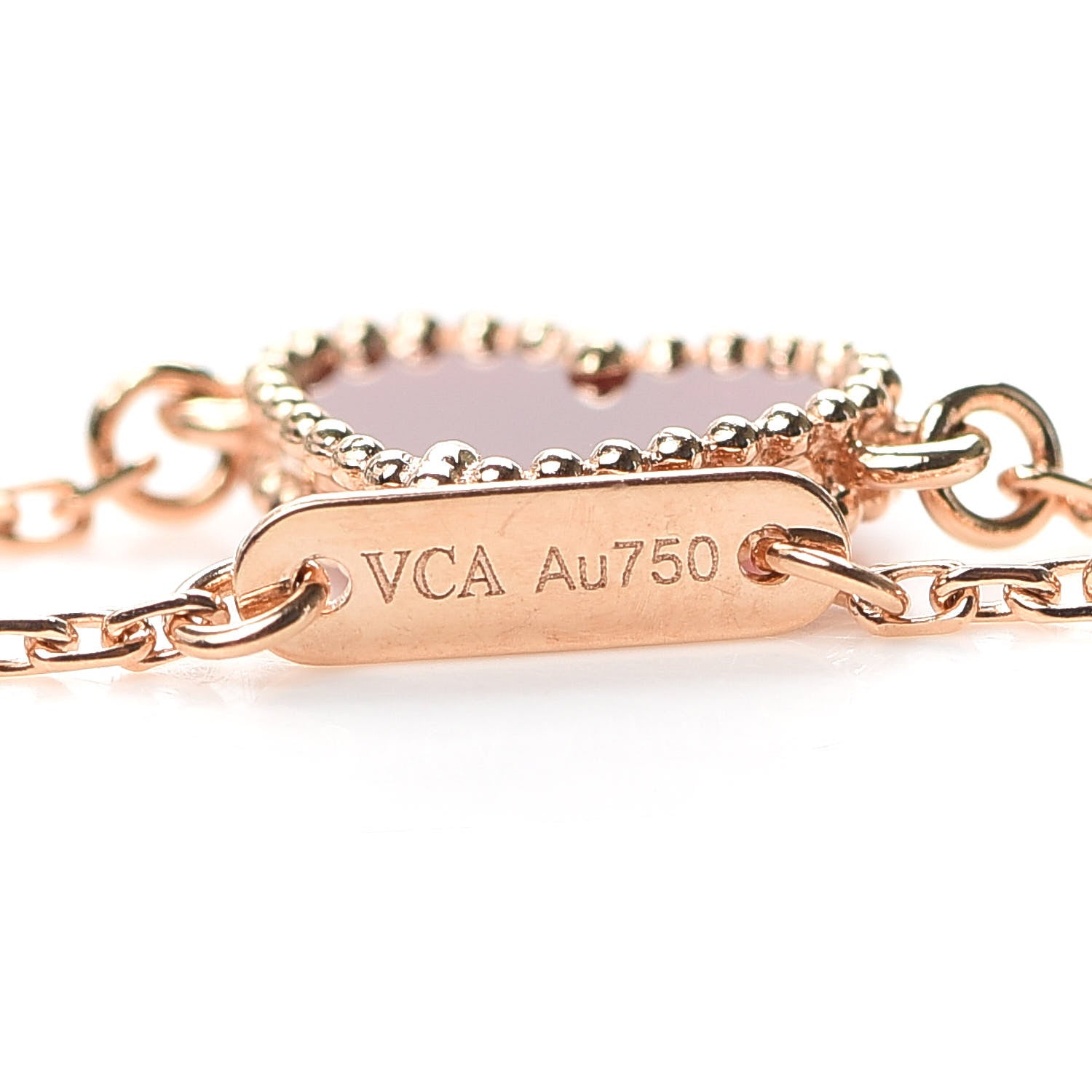 Van Cleef & Arpels 18K Rose Gold Carnelian Sweet Alhambra Heart Bracelet 5 of 8