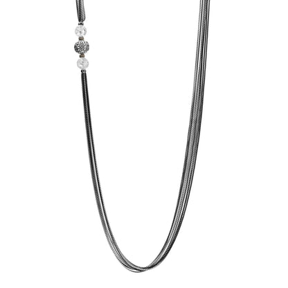 David Yurman Sterling Silver Diamond Rock Crystal Quatrefoil Ball Multi Strand Necklace 1 of 3