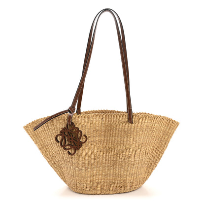 Loewe Calfskin Raffia Paulas Ibiza Small Basket Tote Bag Natural Pecan 1 of 12
