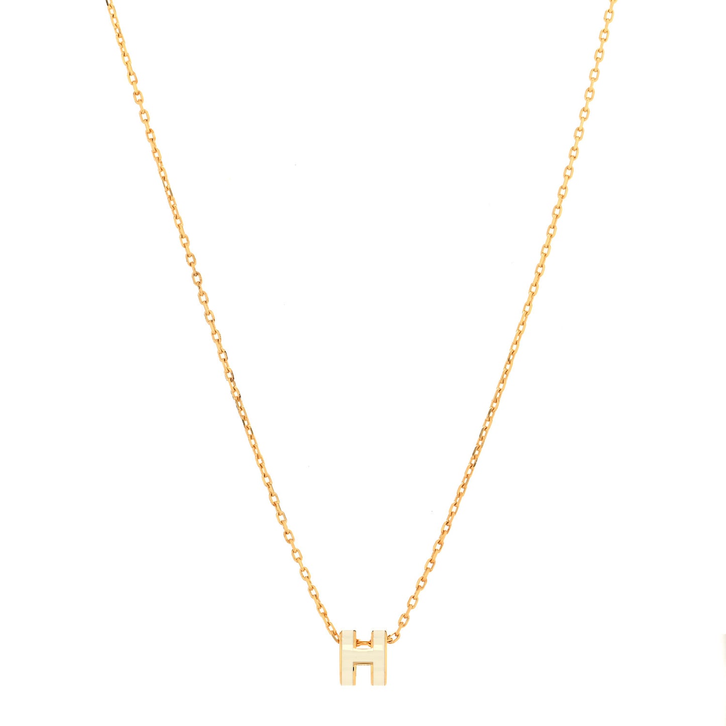 Lacquered Gold Mini Pop H Pendant Necklace White