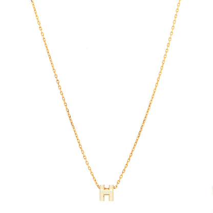 Hermes Lacquered Gold Mini Pop H Pendant Necklace White 1 of 5