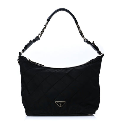 Prada Tessuto Nylon Stitched Hobo Black 1 of 12