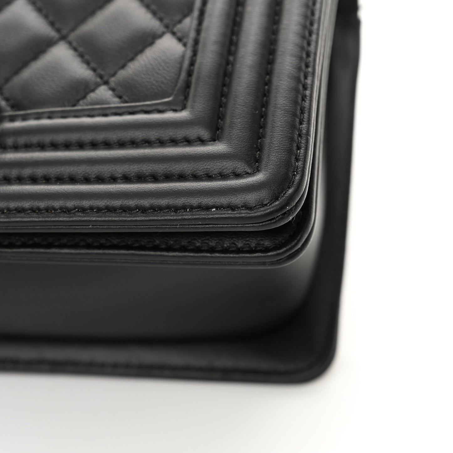 Calfskin Quilted Small Boy Flap Black