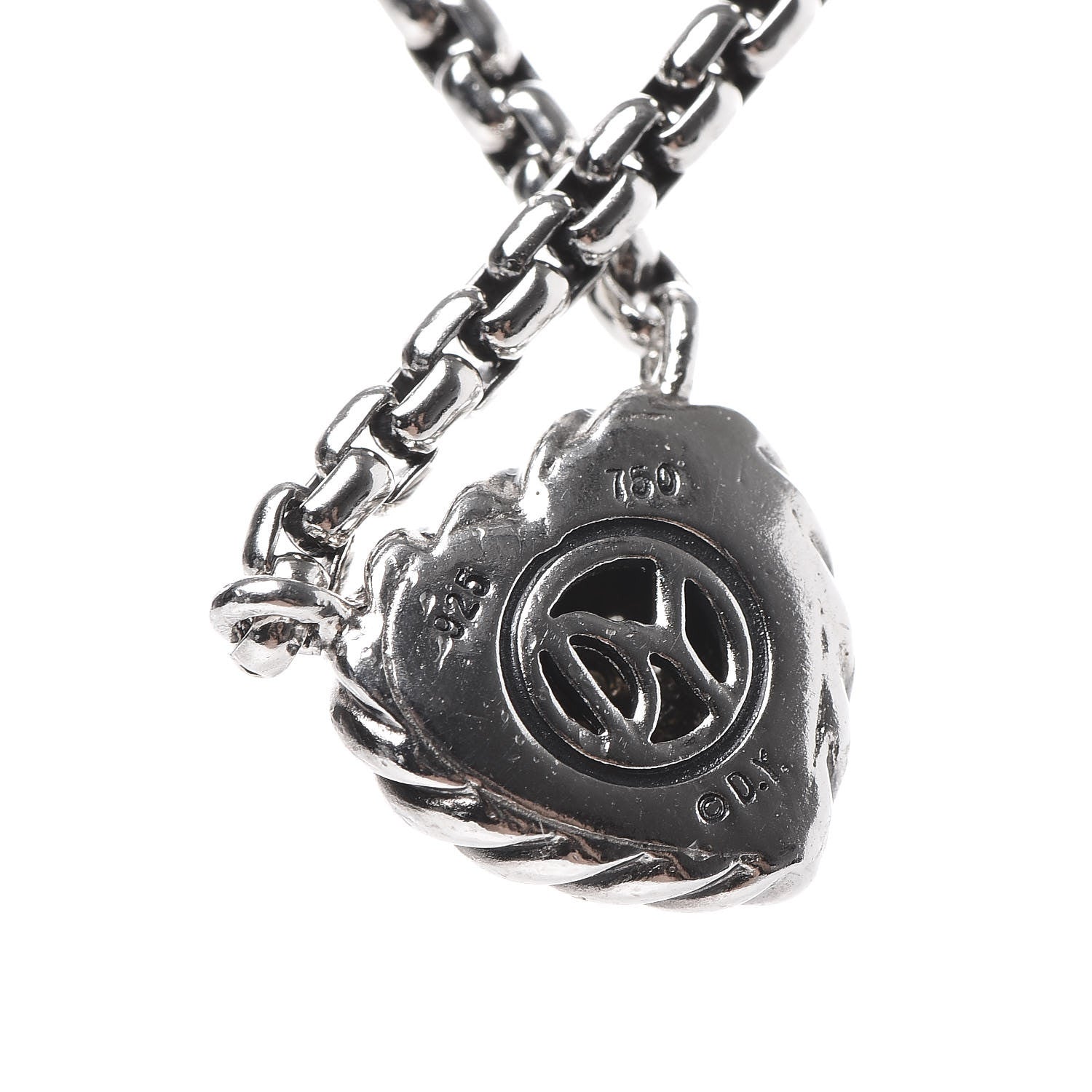 David Yurman Sterling Silver 18K Yellow Gold Diamond Pave Cable Heart Pendant Necklace 5 of 5