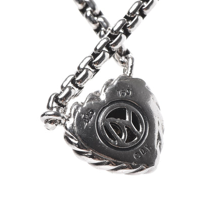 David Yurman Sterling Silver 18K Yellow Gold Diamond Pave Cable Heart Pendant Necklace 5 of 5