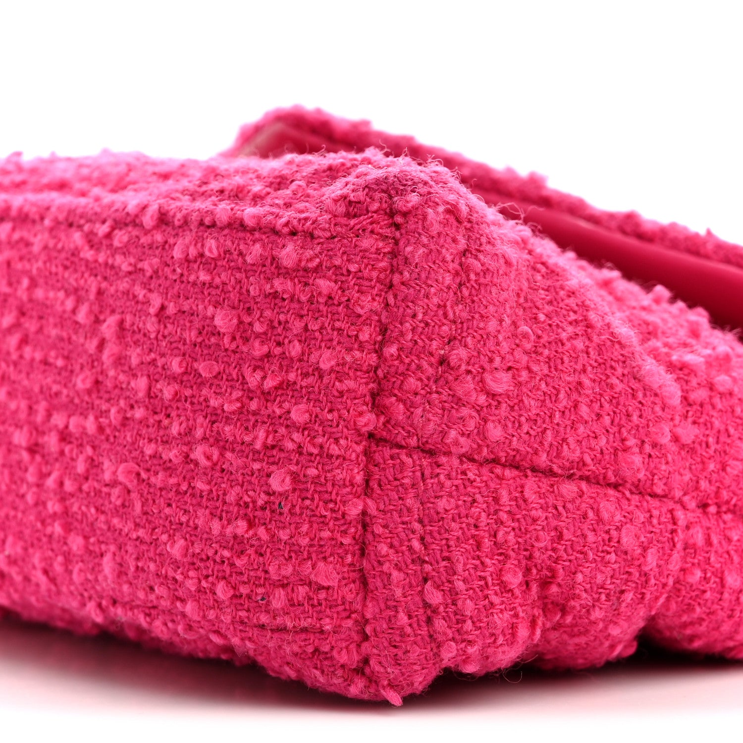 Saint Laurent Boucle Tweed Quilted Toy Loulou Puffer Monogram Chain Satchel Magenta 10 of 13