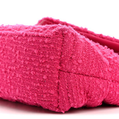 Saint Laurent Boucle Tweed Quilted Toy Loulou Puffer Monogram Chain Satchel Magenta 10 of 13