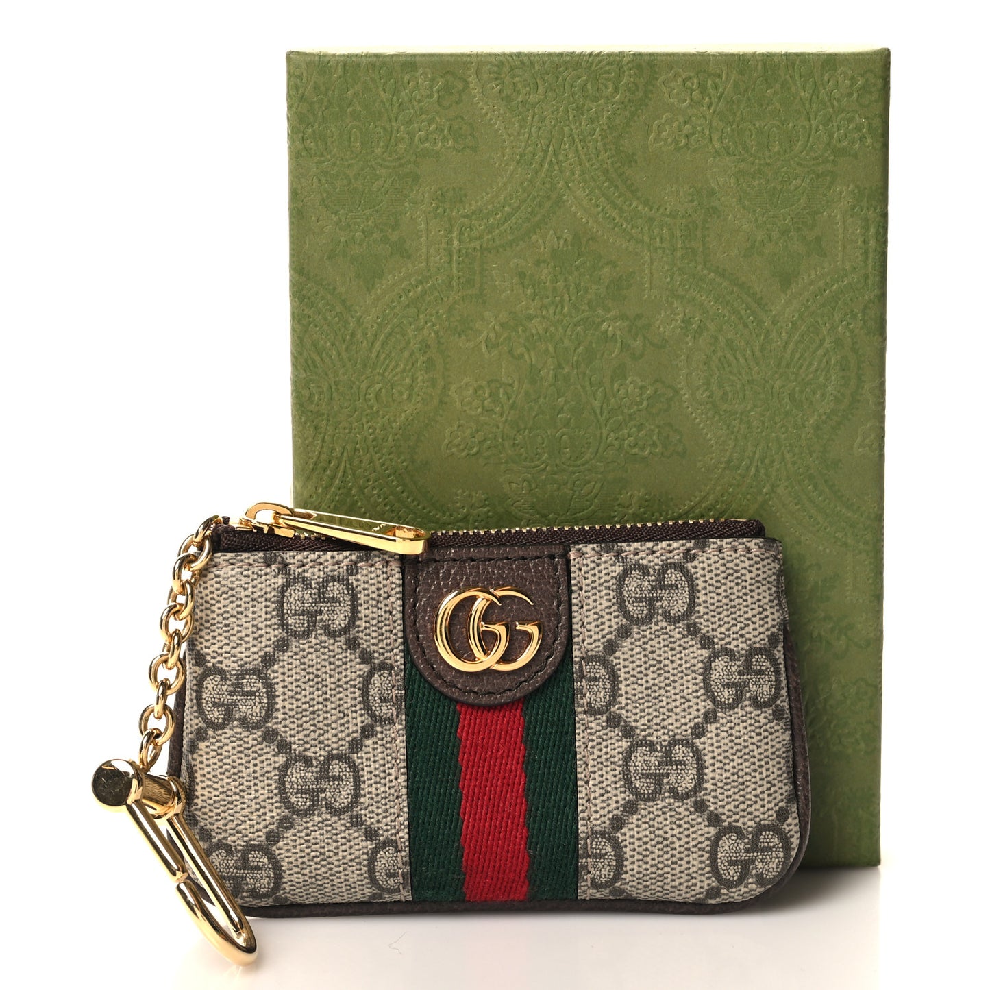 GG Supreme Monogram Web Ophidia Key Case Beige New Acero