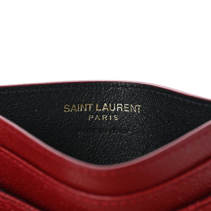 Saint Laurent Grain De Poudre Matelasse Chevron Monogram Credit Card Case Opyum Red 6 of 7