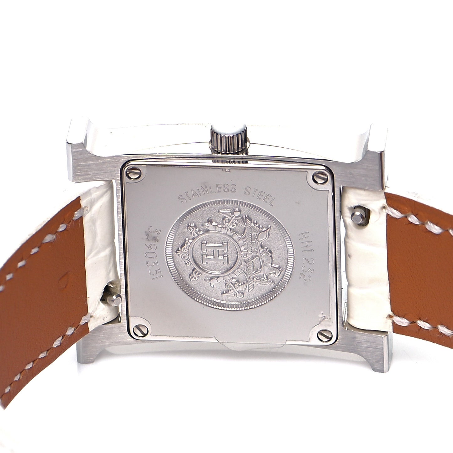 Stainless Steel Alligator Diamond Lacquer 21mm Heure H Hour Double Jeu Quartz Watch Blanc