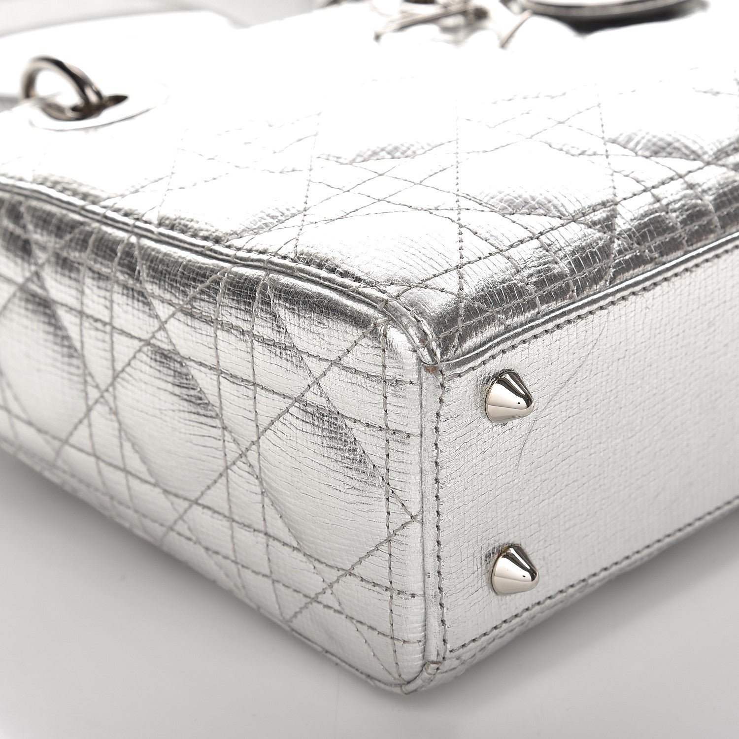 Christian Dior Metallic Grained Calfskin Cannage Small Lucky Badges My Lady Dior Silver 9 of 12