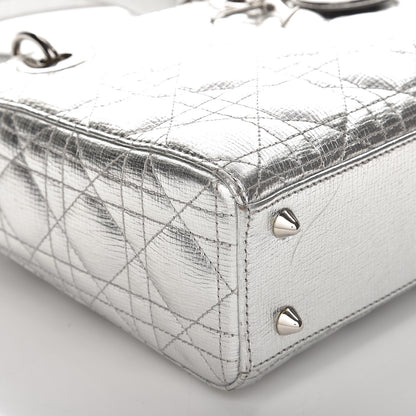 Christian Dior Metallic Grained Calfskin Cannage Small Lucky Badges My Lady Dior Silver 9 of 12