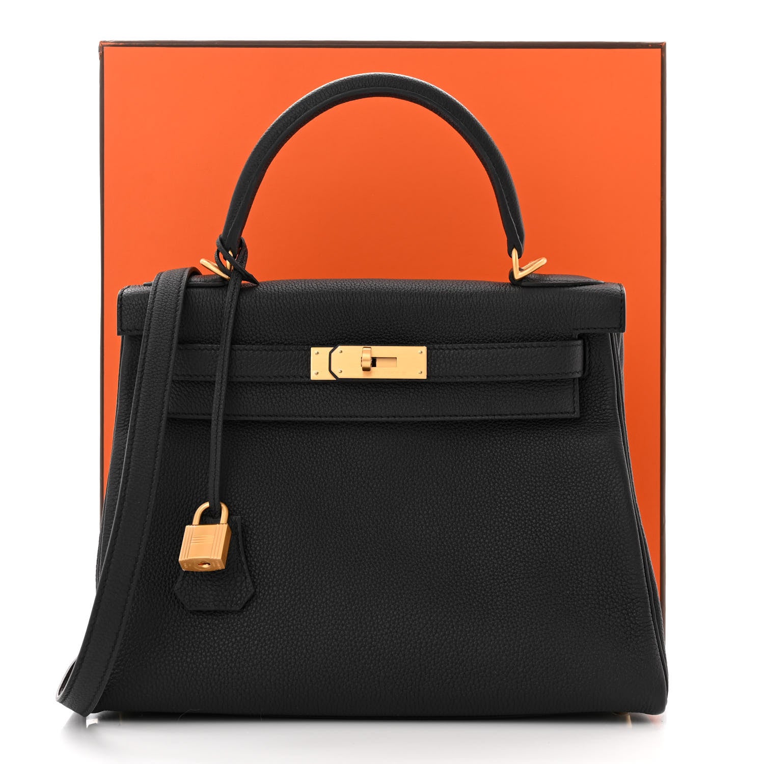 Hermes Togo Horseshoe Kelly Retourne 28 Black Vert Fonce 11 of 11