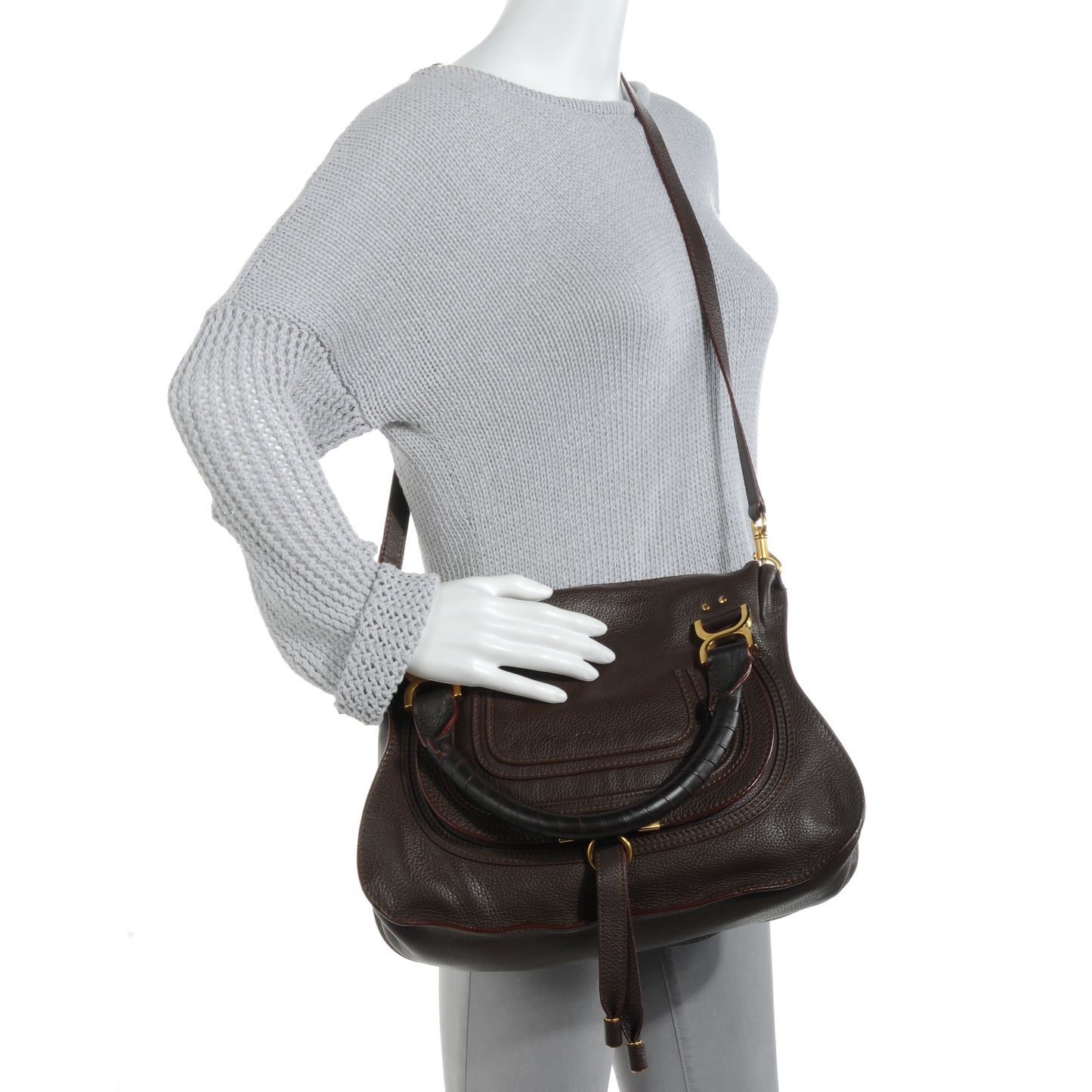 Calfskin Medium Marcie Satchel Truffle