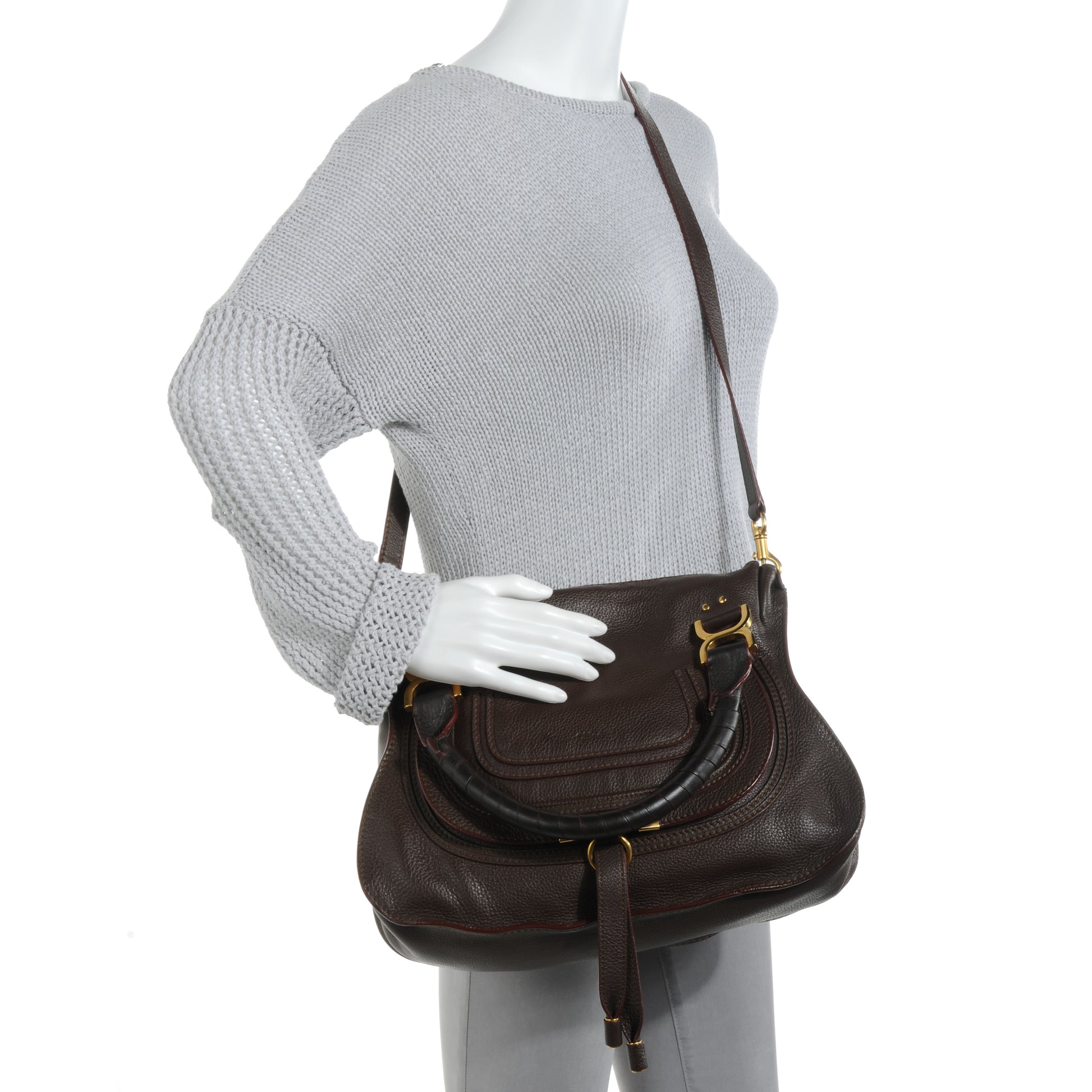 Chloe Calfskin Medium Marcie Satchel Truffle 2 of 10