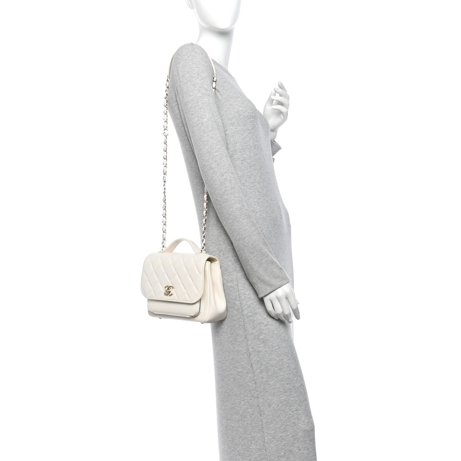 Chanel Caviar Quilted Medium Business Affinity Flap White 2 of 12