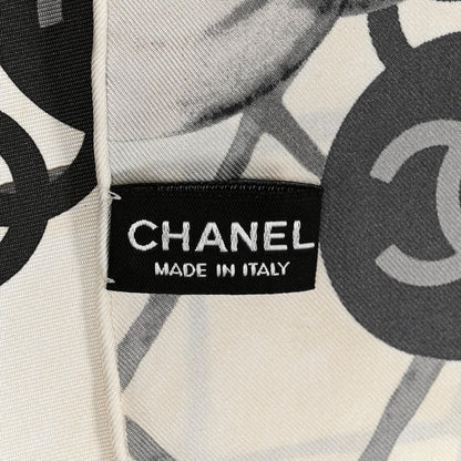 Chanel Silk Camellia CC Square Scarf Ivory 3 of 4
