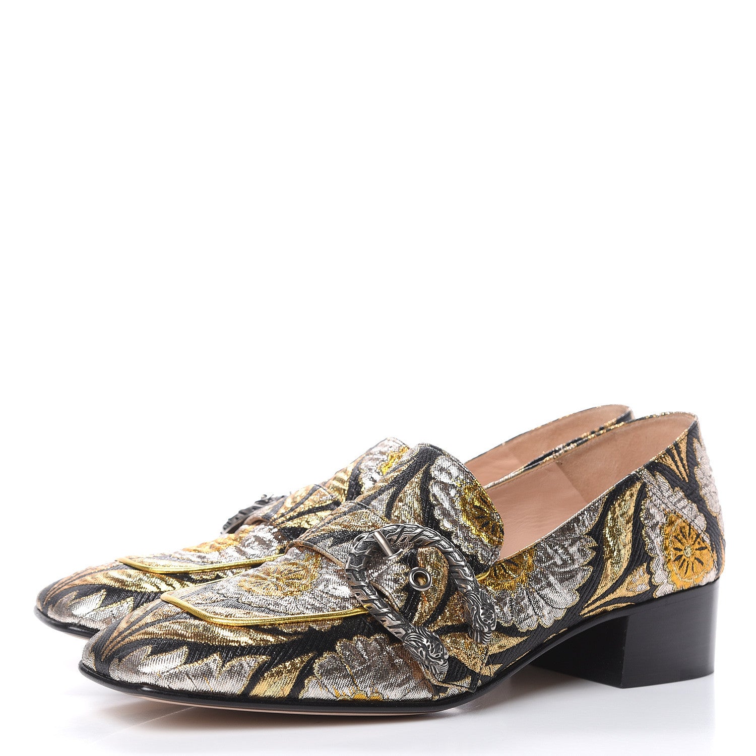 Gucci Brocade Floral Jacquard Dionysus Loafers 41 Black 3 of 10