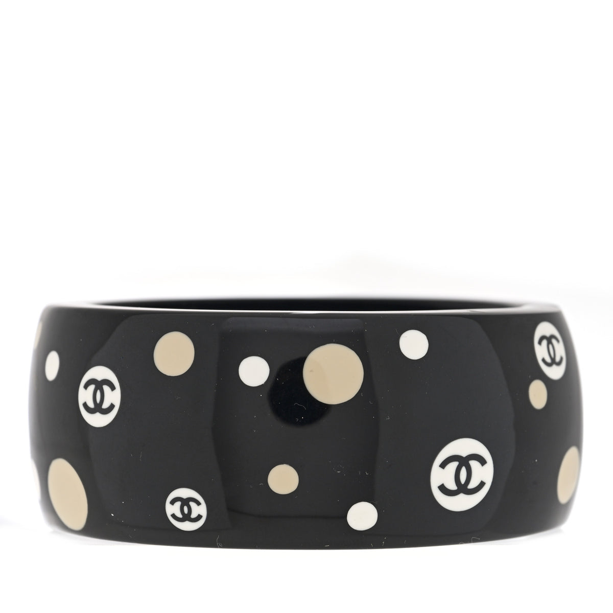 Chanel Resin Polka Dot CC Cuff Black 3 of 4