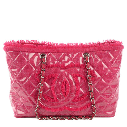 Chanel Vinyl Quilted Funny Tweed Tote Fuchsia 1 of 8