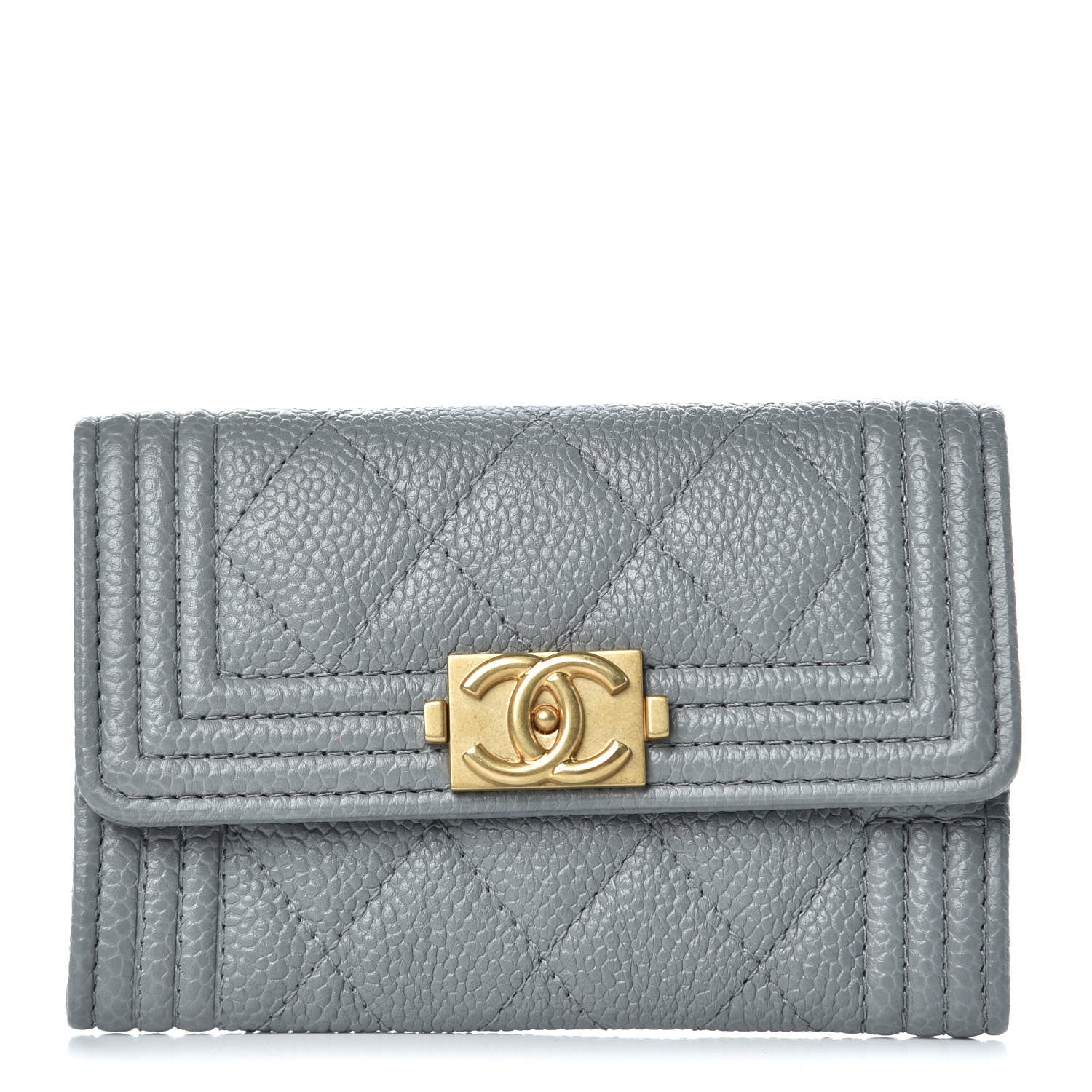 Chanel Caviar Quilted Boy Flap Card Holder Flap Grey 1 of 8