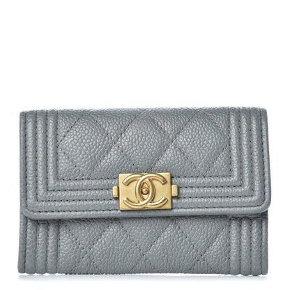 Chanel Caviar Quilted Boy Flap Card Holder Flap Grey 1 of 8