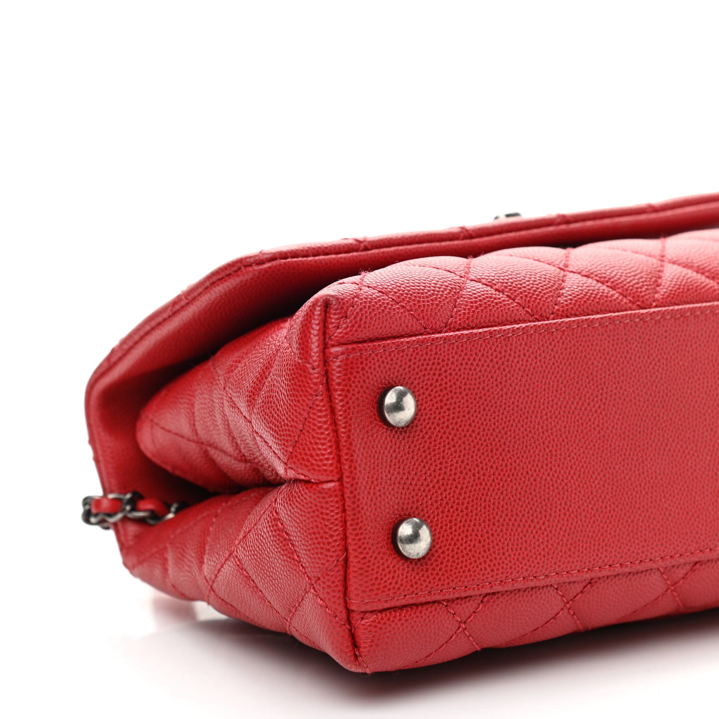 Caviar Quilted Mini Coco Handle Flap Dark Red