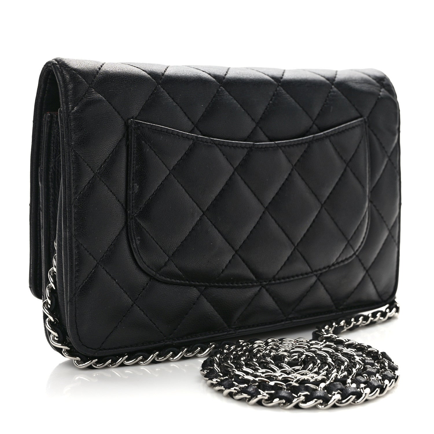Chanel Lambskin Quilted Wallet On Chain WOC Black 3 of 14